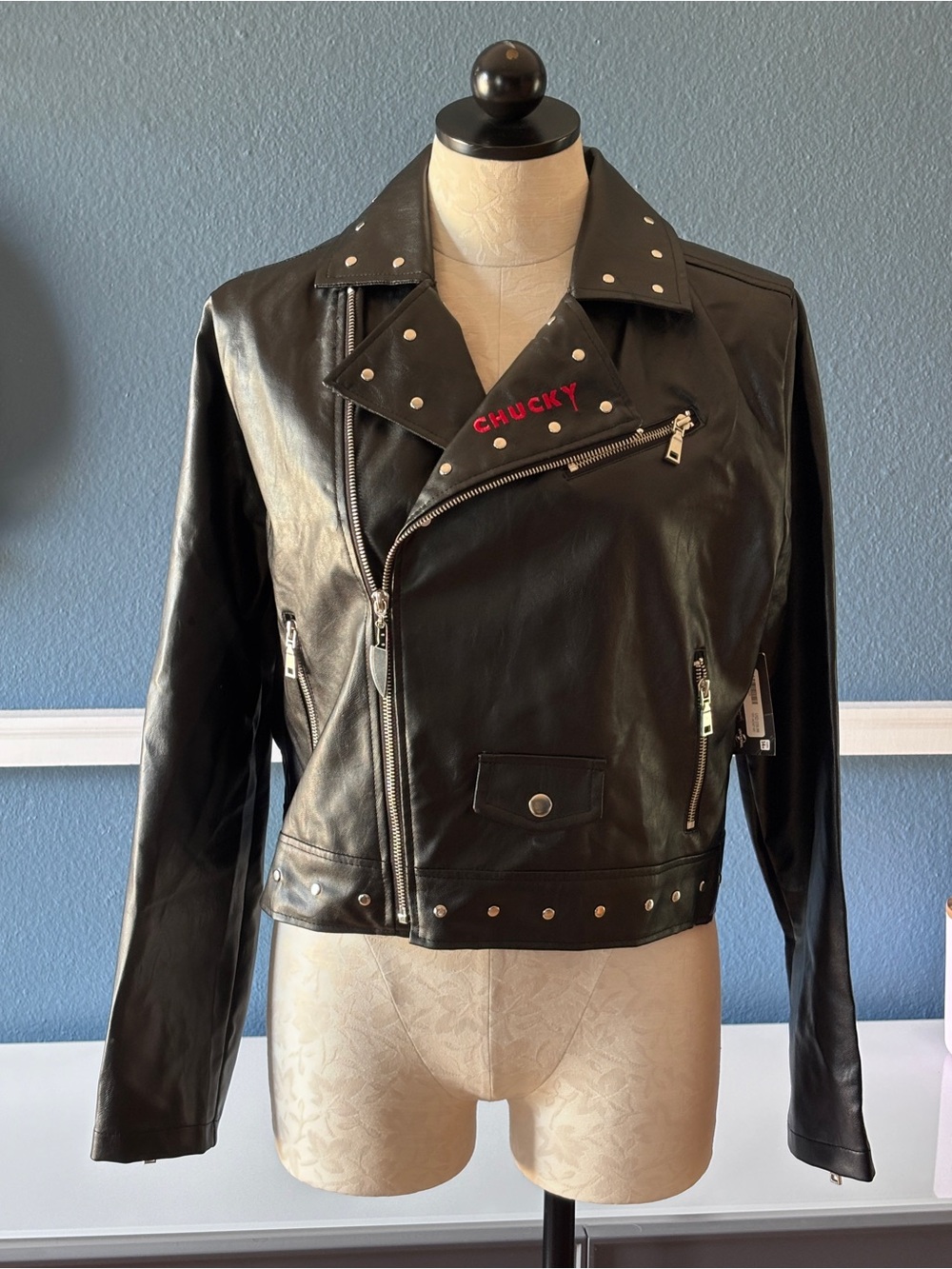 NWT Chucky Tiffany Tiff Faux Leather Studded Jacket M Bride of Chucky